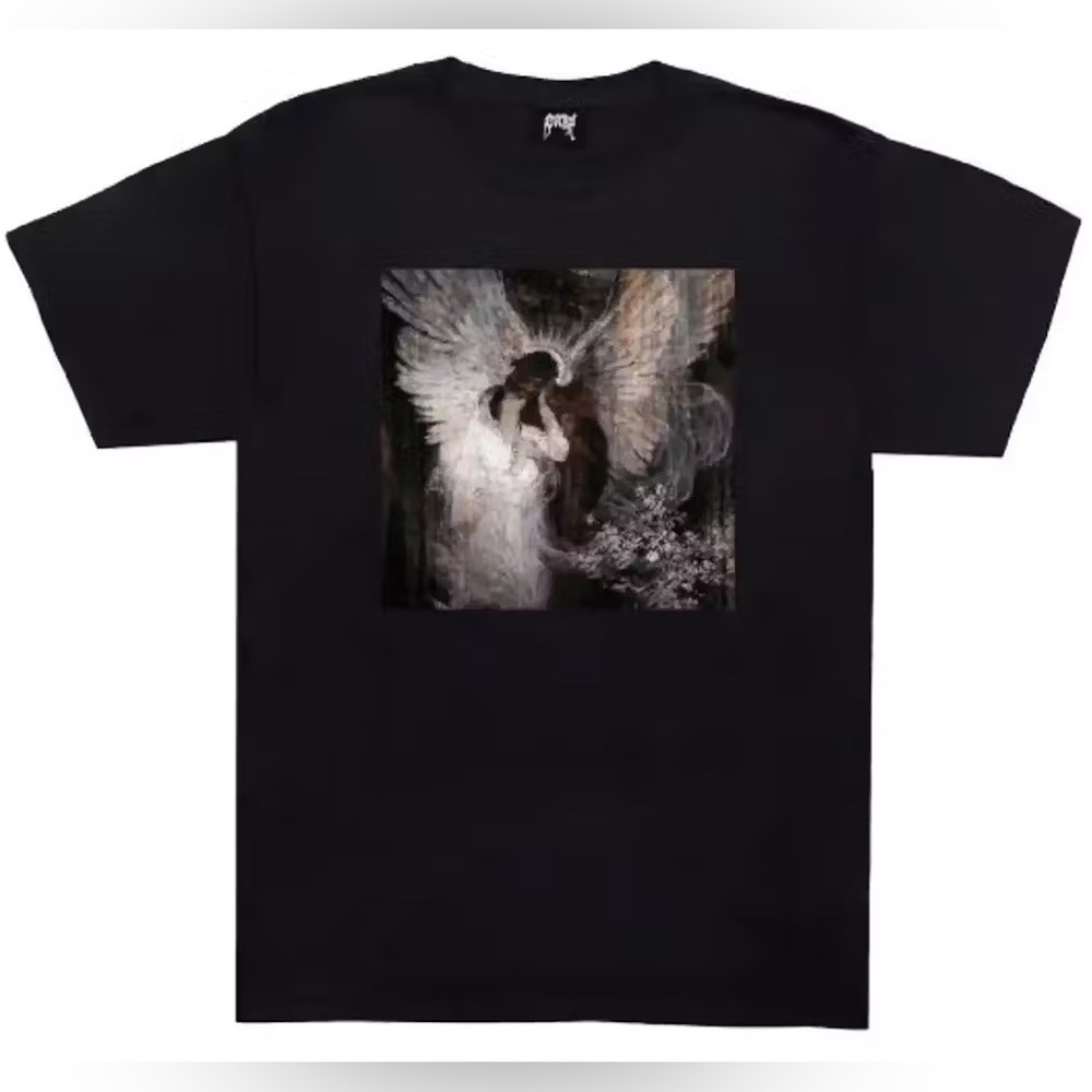 Revenge Angel Kiss Short Sleeve Tee Shirt Black Size Medium